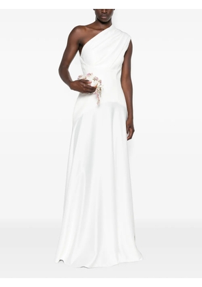 Solace London one-shoulder draped maxi dress - White