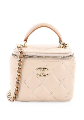 CHANEL Pre-Owned Classic Top Handle Vanity Case with Chain Quilted Lambskin Mini crossbody bag - Neutrals