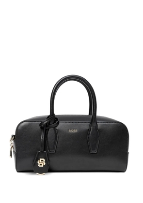 BOSS logo-plaque leather tote bag - Black