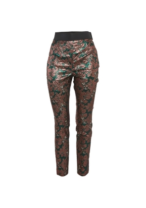 Dolce & Gabbana Pre-Owned flower-jacquard trousers - Brown