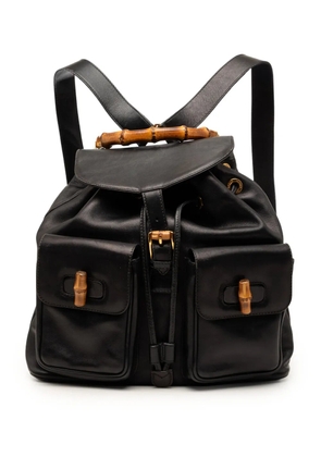 Gucci Pre-Owned 20th Century Calfskin Bamboo Drawstring backpack - Black