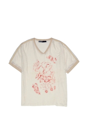Bimba y Lola fruit-logo print linen T-shirt - Neutrals