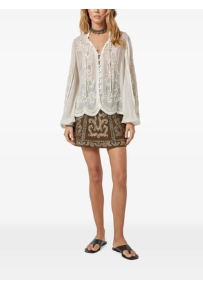 SCARLETT POPPIES Tyrio bead-embellished mini skirt - Brown
