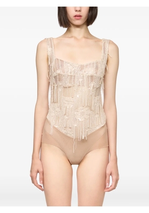 Atu Body Couture sequin-embellished corset-style bodysuit - Neutrals