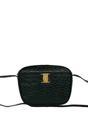 Ferragamo Pre-Owned 2010-2026 Croc Embossed Leather Vara crossbody bag - Black