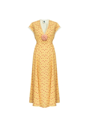 Sleeper Genus floral-print lace-trim midi dress - Yellow