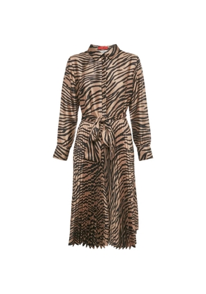 Carolina Herrera Vintage animal-print plissé midi dress - Brown