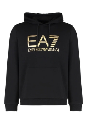 Ea7 Emporio Armani logo cotton hoodie - Black