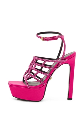 Versace Pre-Owned Greca Maze crystal-embellished sandals - Pink