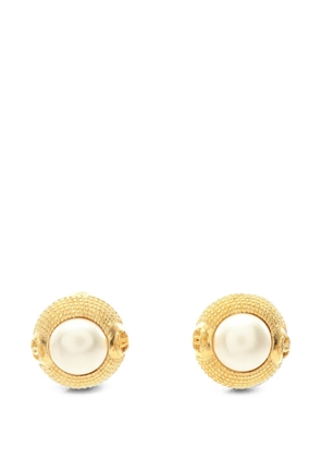 CHANEL Pre-Owned 1986-1988 Coco Mark faux-pearl earrings - Gold