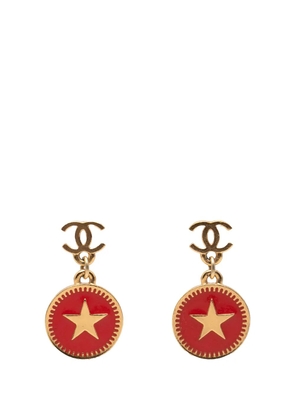 CHANEL Pre-Owned 2001 CC Gold Plated Enamel Star Dangling Push Back Earrings costume earrings