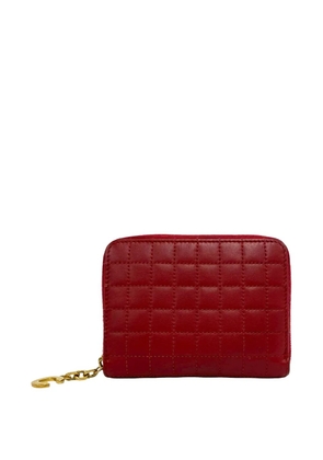 Celine Pre-Owned 2018 Quilted Leather C Charm Zip Wallet Case coin pouch - Red
