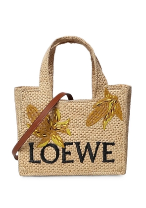 LOEWE small Font logo-embroidered woven tote bag - Neutrals