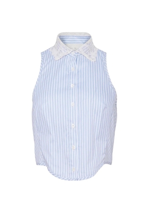 Fleur Du Mal embroidered-collar striped bib top - Blue