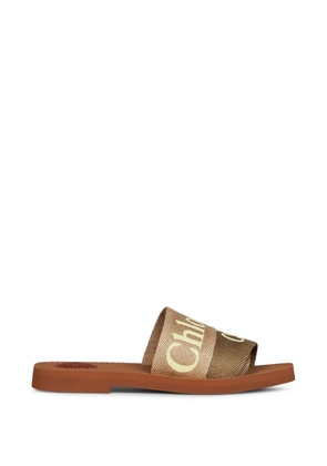 Chloé logo-embroidered square-toe sandals - Neutrals