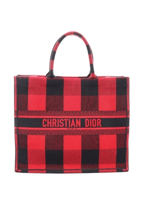 Christian Dior Pre-Owned 2010-2026 Large Canvas Plaid Oblique tote bag - Red