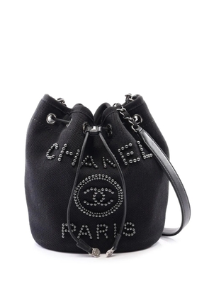 CHANEL Pre-Owned 2019 Deauville Studded Canvas bucket bag - Black