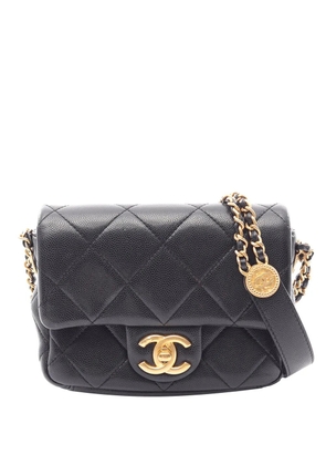CHANEL Pre-Owned 2021-2026 Mini Quilted Caviar CC Coin Flap crossbody bag - Black