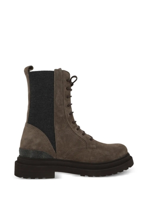 Brunello Cucinelli lace-up Monili-trim boots - Brown