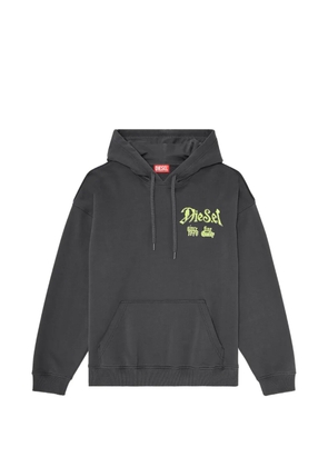 Diesel cotton hoodie with flocked graphics - Grey