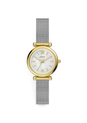 FOSSIL mini Carlie mesh-strap 28mm watch - White