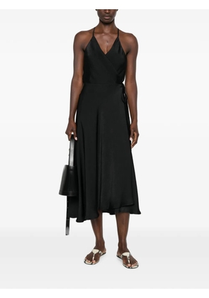 MOUTAKI V-neck midi wrap dress - Black