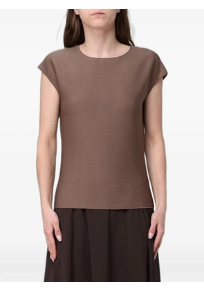 Max Mara ribbed-knit short-sleeved T-shirt - Brown