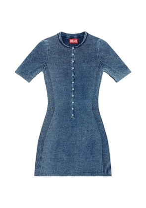Diesel short dress in indigo bouclé knit - Blue