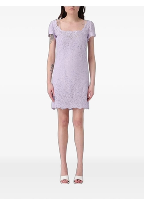 Ermanno Scervino lace-overlay short-sleeve mini dress - Purple