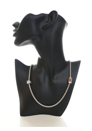 Hermès Pre-Owned 2021-2026 Palladium Plated Buffalo Horn Swift Meli Melo Necklace costume necklace - Silver