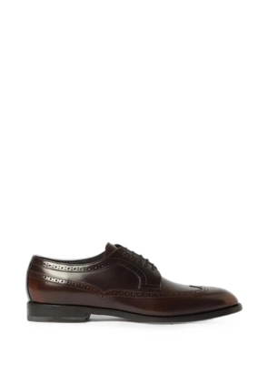 Manolo Blahnik brogue-detail leather Derby shoes - Brown