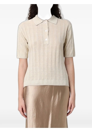 Max Mara ribbed-knit linen polo shirt - Neutrals