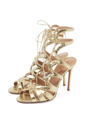 Aquazzura python-embossed platform sandals - Gold