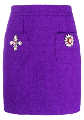 Moschino brooch-embellished high-waisted skirt - Purple