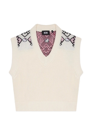 GCDS x Hello Kitty argyle sweater vest - White