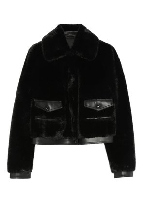 Patrizia Pepe faux-fur leather-trimmed jacket - Black