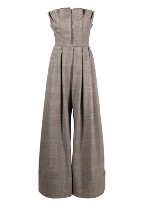 Moschino Prince of Wales-pattern strapless jumpsuit - Brown