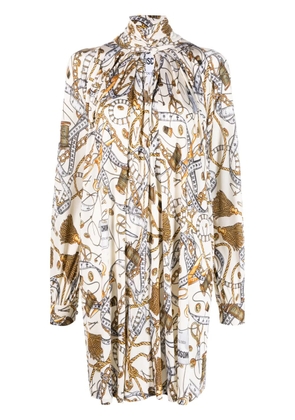 Moschino graphic-print high-neck midi dress - Neutrals