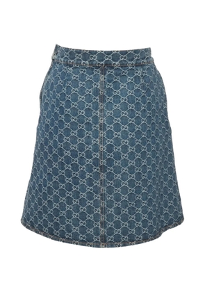 Gucci Pre-Owned GG-jacquard denim mini skirt - Blue