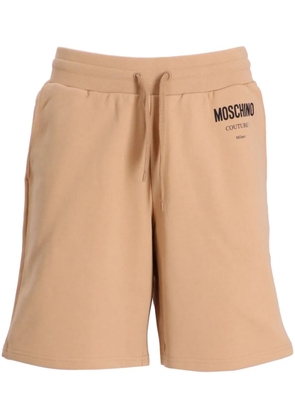 Moschino logo-print organic cotton track shorts - Neutrals