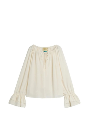 MOMONÌ Mendoza lace-trim ruffled blouse - Neutrals