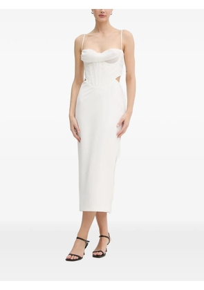 Bardot cut-out corset midi-length dress - White