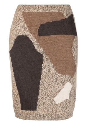 Moschino intarsia knit-pattern pencil skirt - Neutrals
