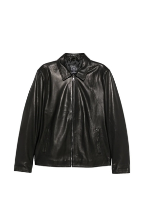 SERGIO MORETTI FIRENZE whipstitch-trim leather jacket - Black