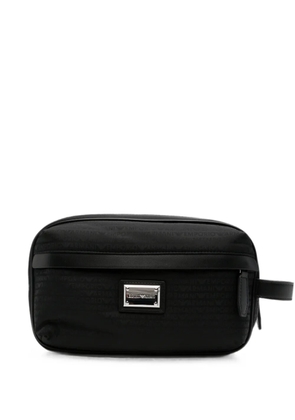 Emporio Armani logo-pattern wash bag - Black