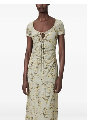 AllSaints Gabby floral-print ruched midi dress - Green