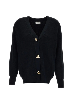Elisabetta Franchi toggle-fastening ribbed-knit cardigan - Black