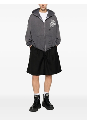 Paly print-detail long-sleeve hoodie - Grey