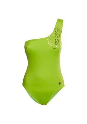 Roberto Cavalli Vintage Monogram one-shoulder swimsuit - Green