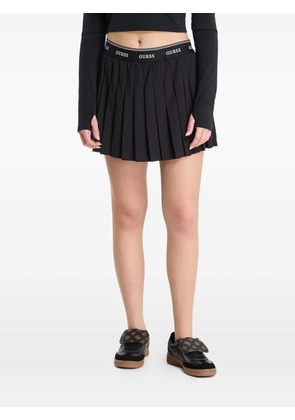 GUESS USA logo-waistband pleated mini skirt - Black